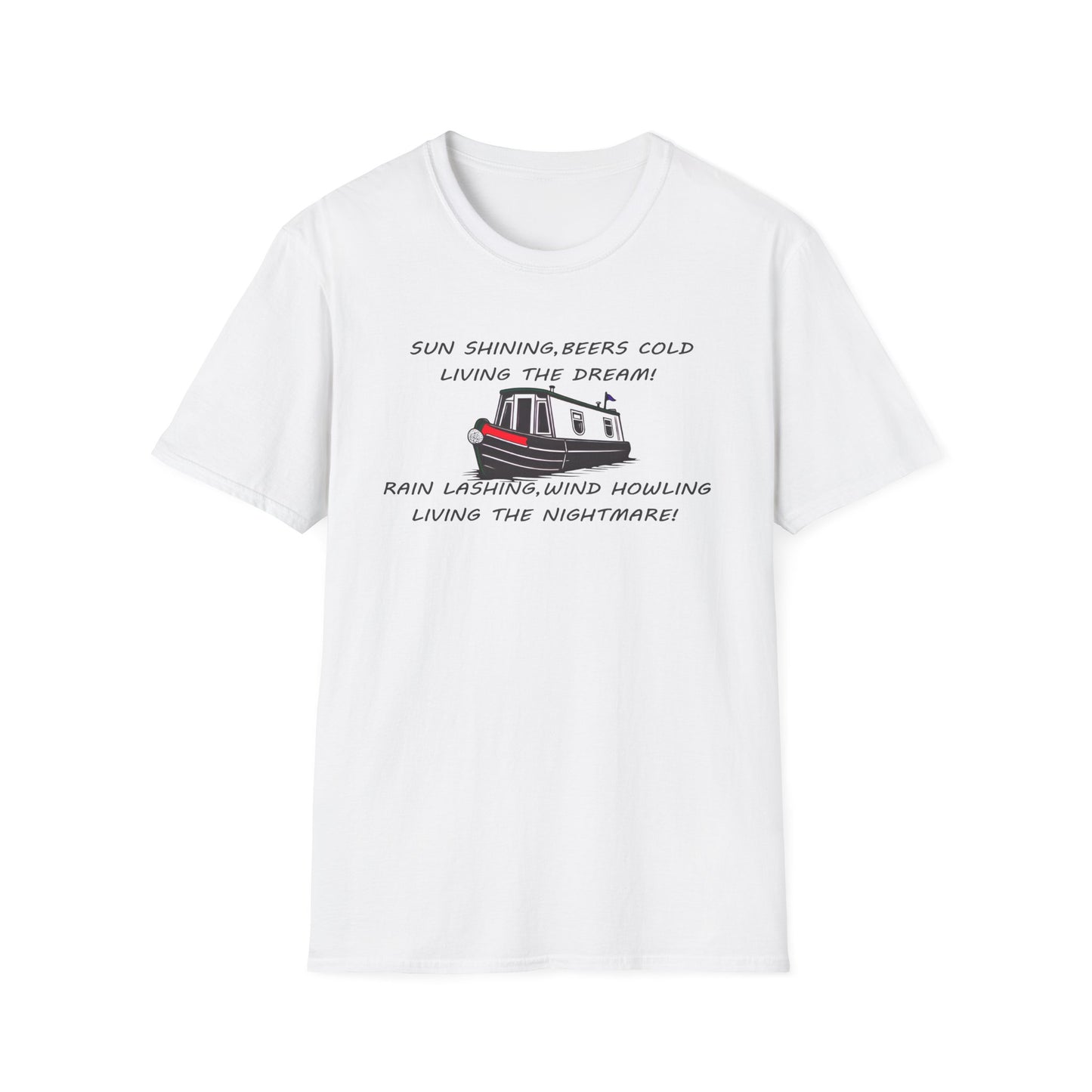 English Canal Narrow Boat Living the Dream Living the Nightmare funny T Shirt