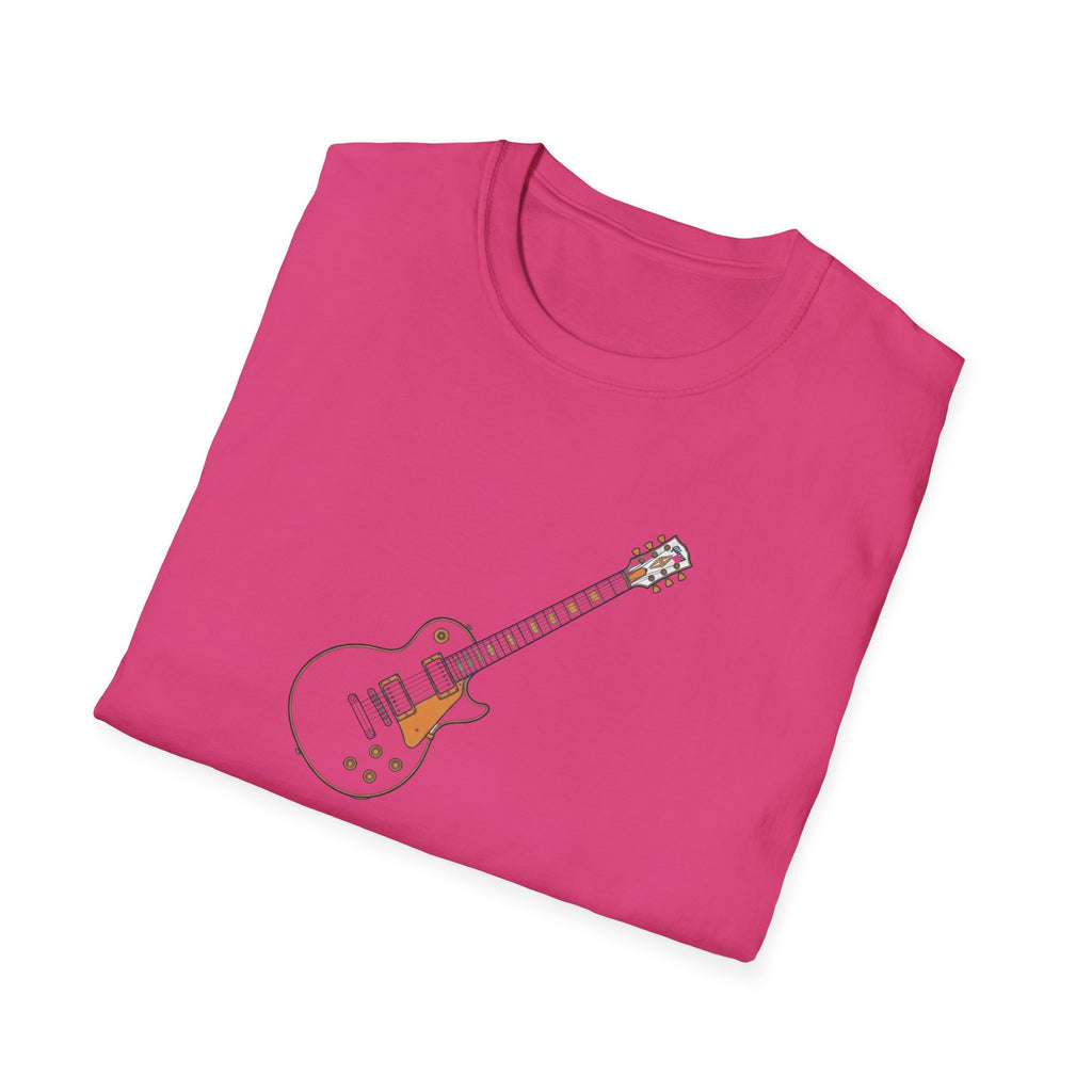 White Electric Guitar T-Shirt — Minimalist Music Tee for Guitarists & Fans