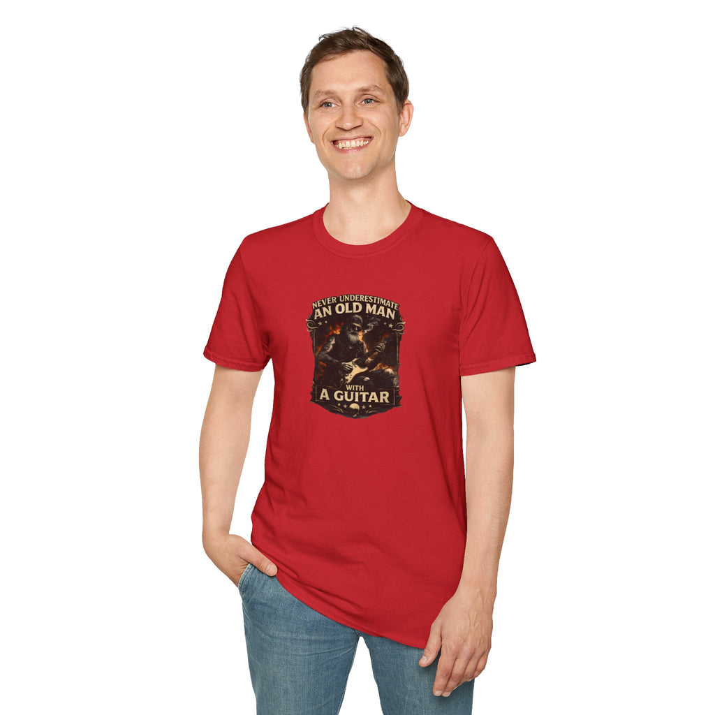 Never underestimate an old man with a guitar vintage rock guitarist t-shirt design