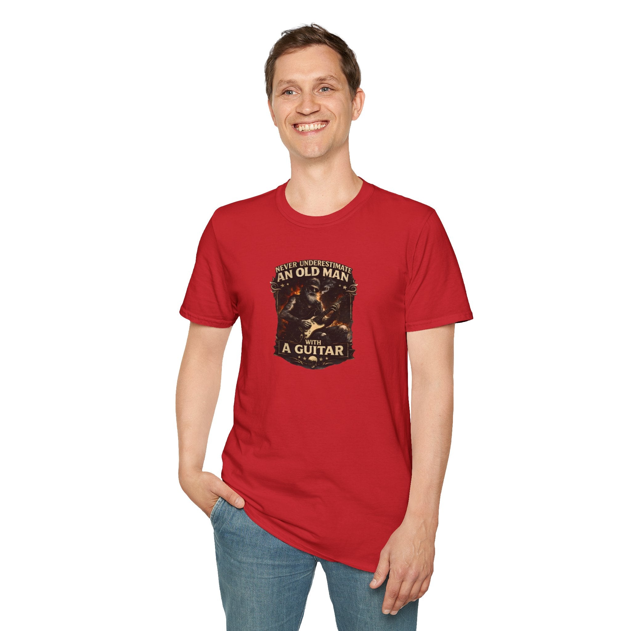 Never underestimate an old man with a guitar vintage rock guitarist t-shirt design