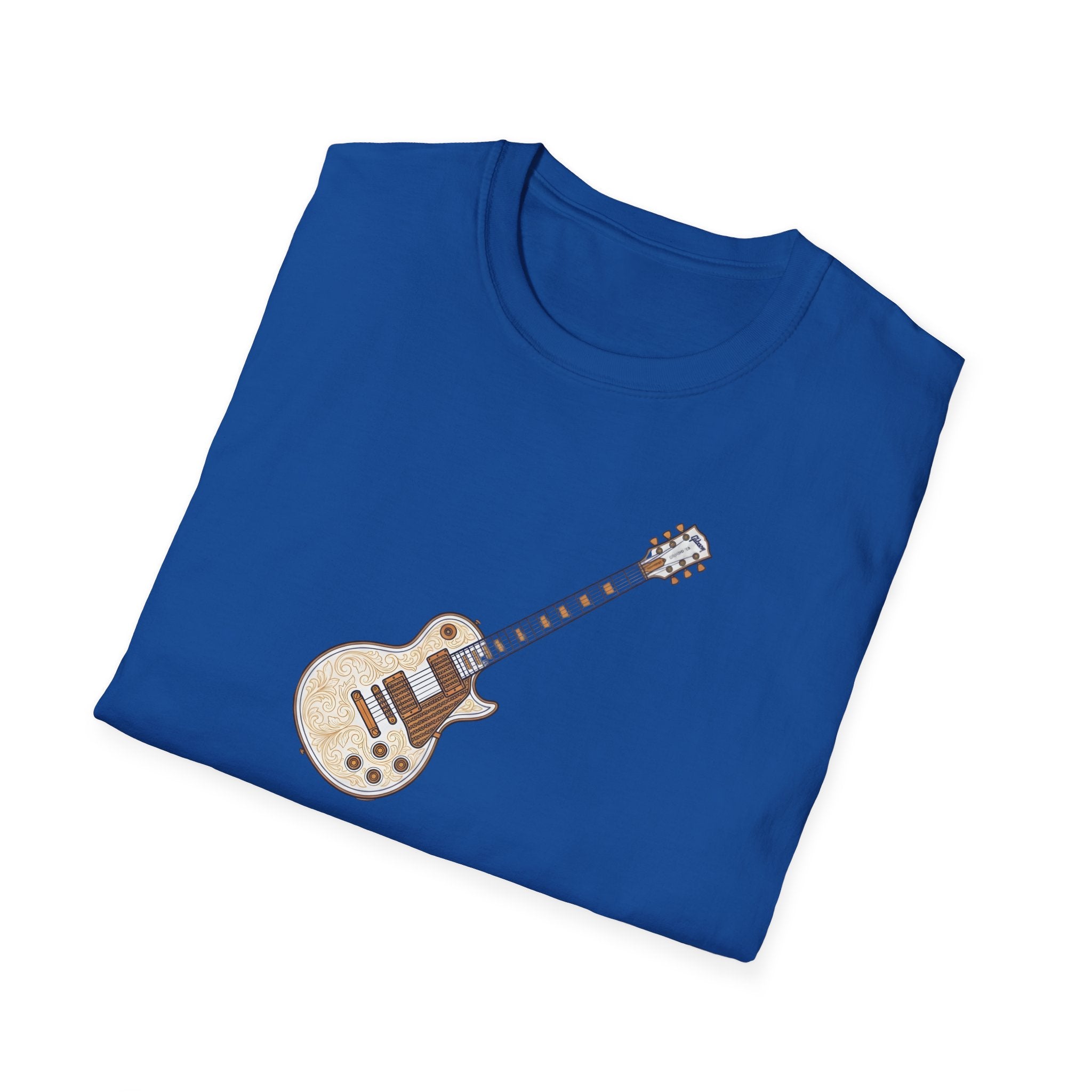 Vintage Amber Electric Guitar Graphic T-Shirt — Minimalist Music Tee for Guitarists