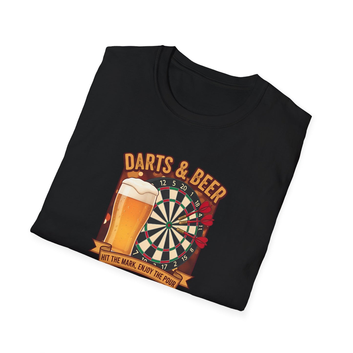 Folded black   Darts & Beer Go Together T-shirt from the Fat Boris Beer Shed collection 
