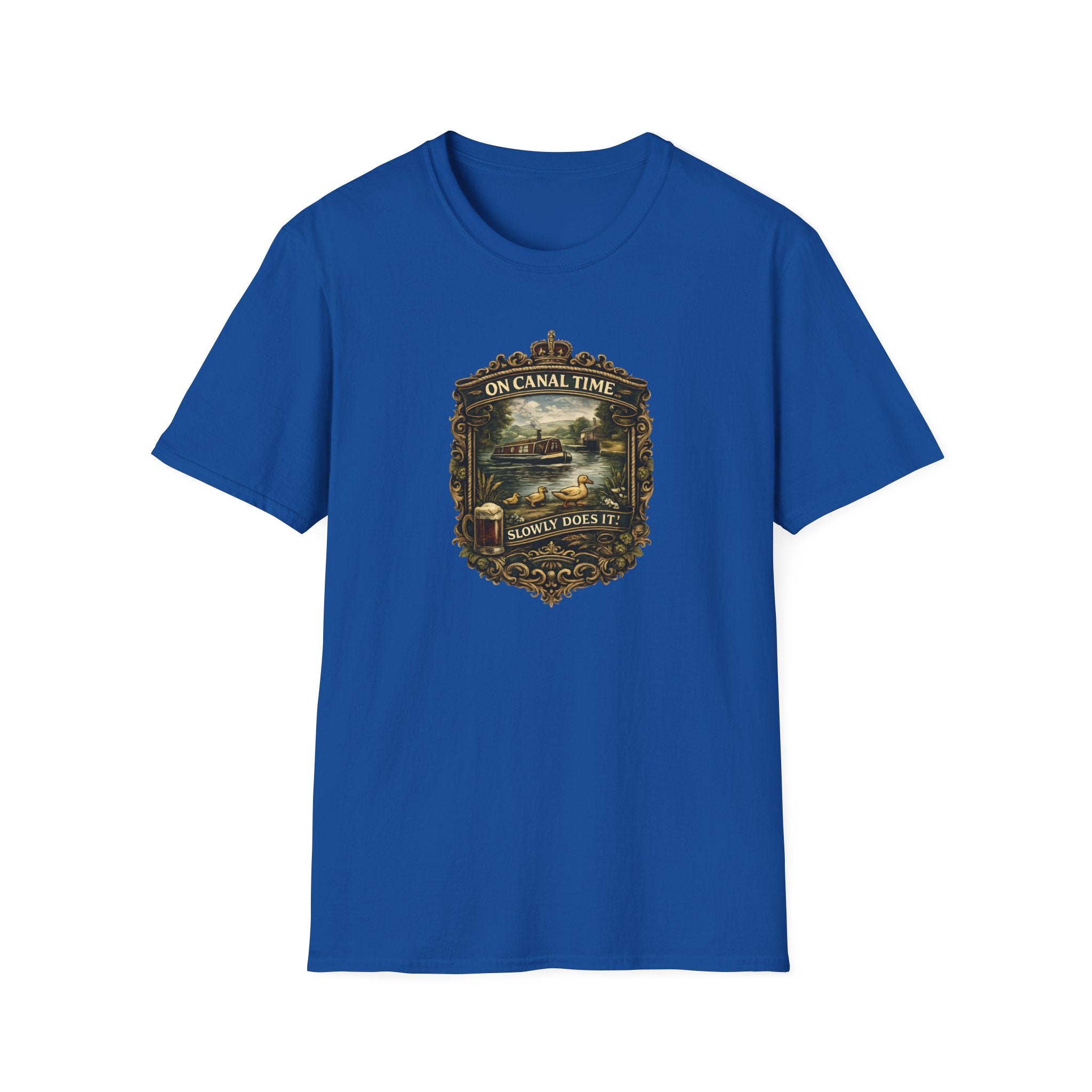 Canal Time Vintage Graphic T-Shirt — 'On Canal Time' Scenic Emblem