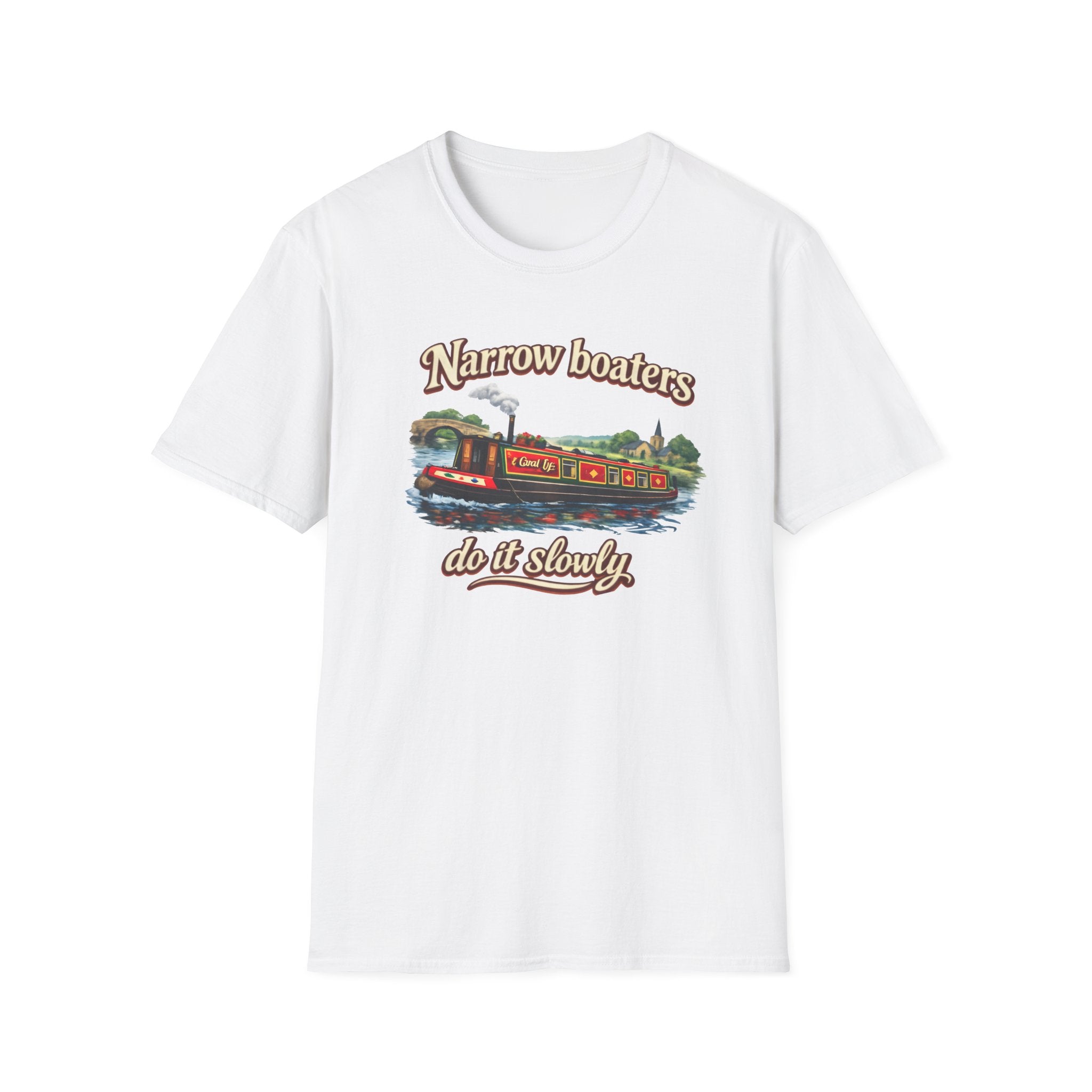 Narrow Boaters Do It Slowly T-Shirt — Canal Boat Vintage Graphic Tee Printify