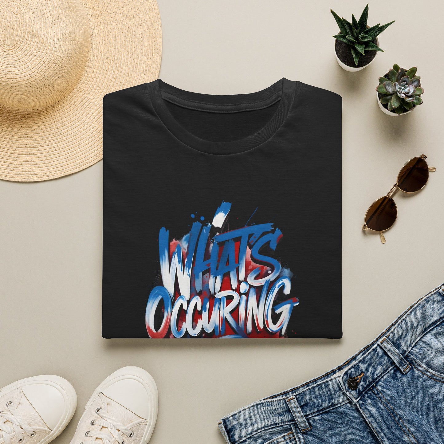 What’s Occurring? T-Shirt — Retro Graffiti Graphic Tee Printify