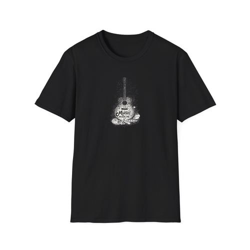 Acoustic Guitar Musical Notes Ink Splash T-Shirt