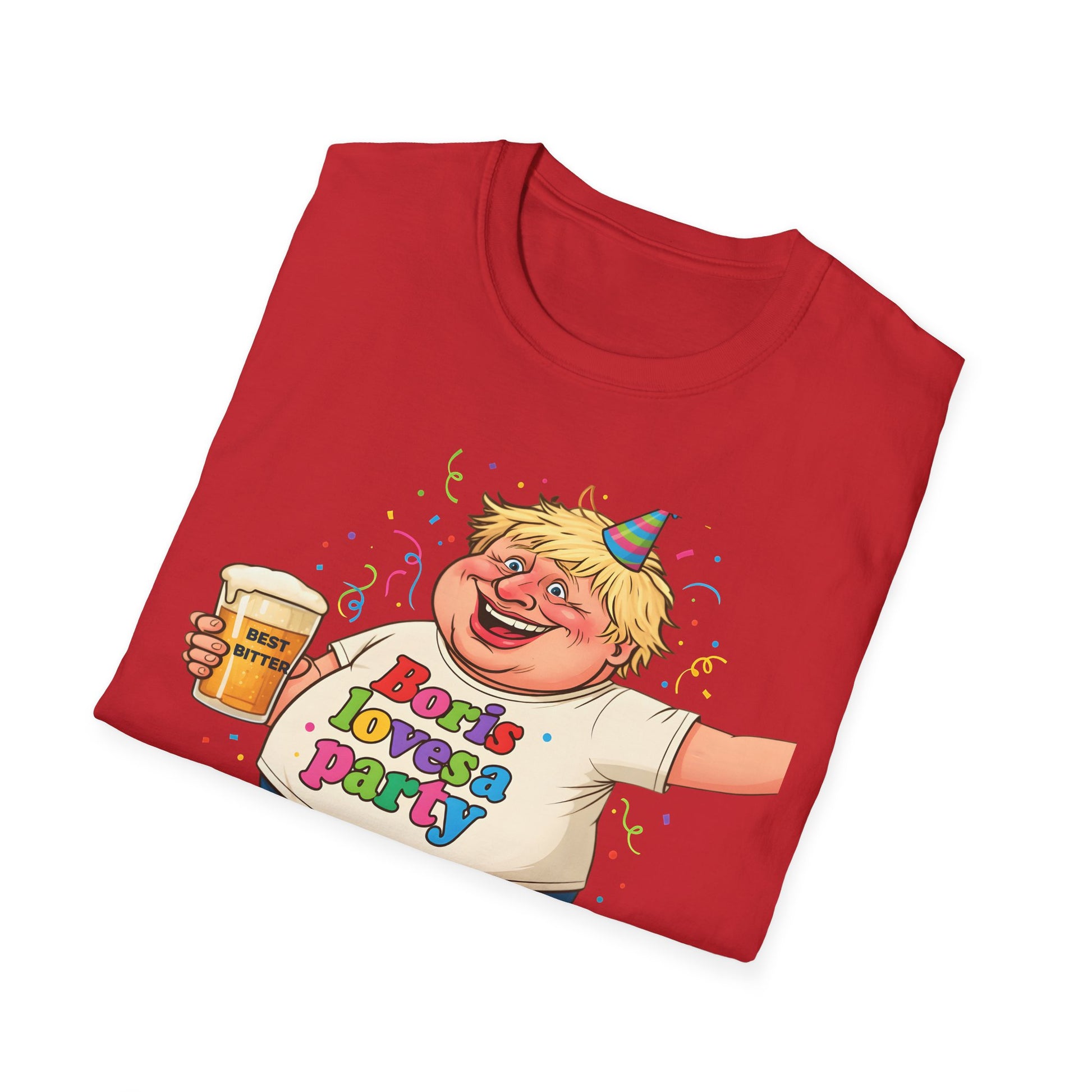 Fat Boris "Boris Loves A Party" T-Shirt uk  Boris Johnson political Satire