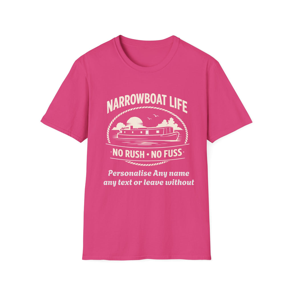 Narrowboat Life T-Shirt – 'No Rush • No Fuss' Canal Boat Tee Printify