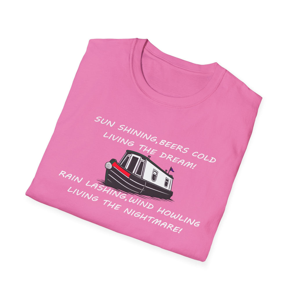 English Canal Narrow Boat Living the Dream Living the Nightmare funny T Shirt Printify