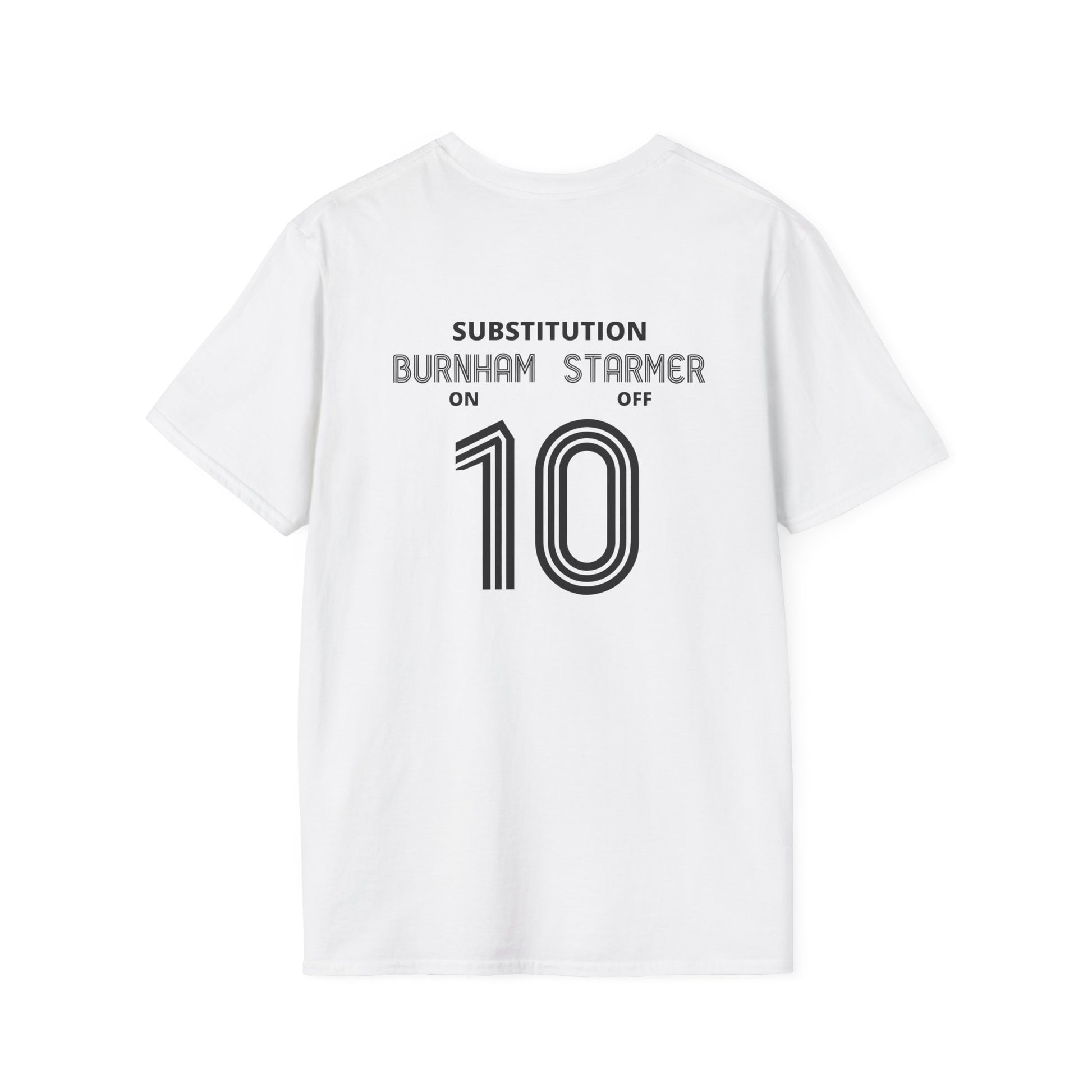Political Football T-Shirt | Substitution Burnham On Starmer Off | Satire Tee Printify