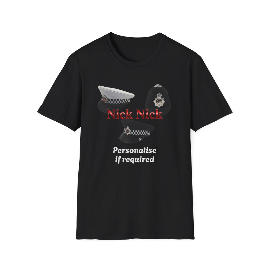 Nick Nick Police Hats T-Shirt – Hilarious UK Bobby & Peaked Cap Desig Printify