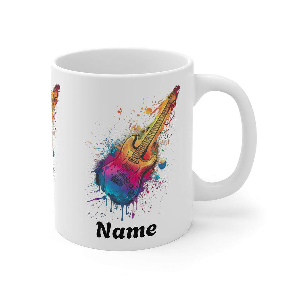 Guitar Splash Coffee Mug — Personalised Name Music Lover Gift 