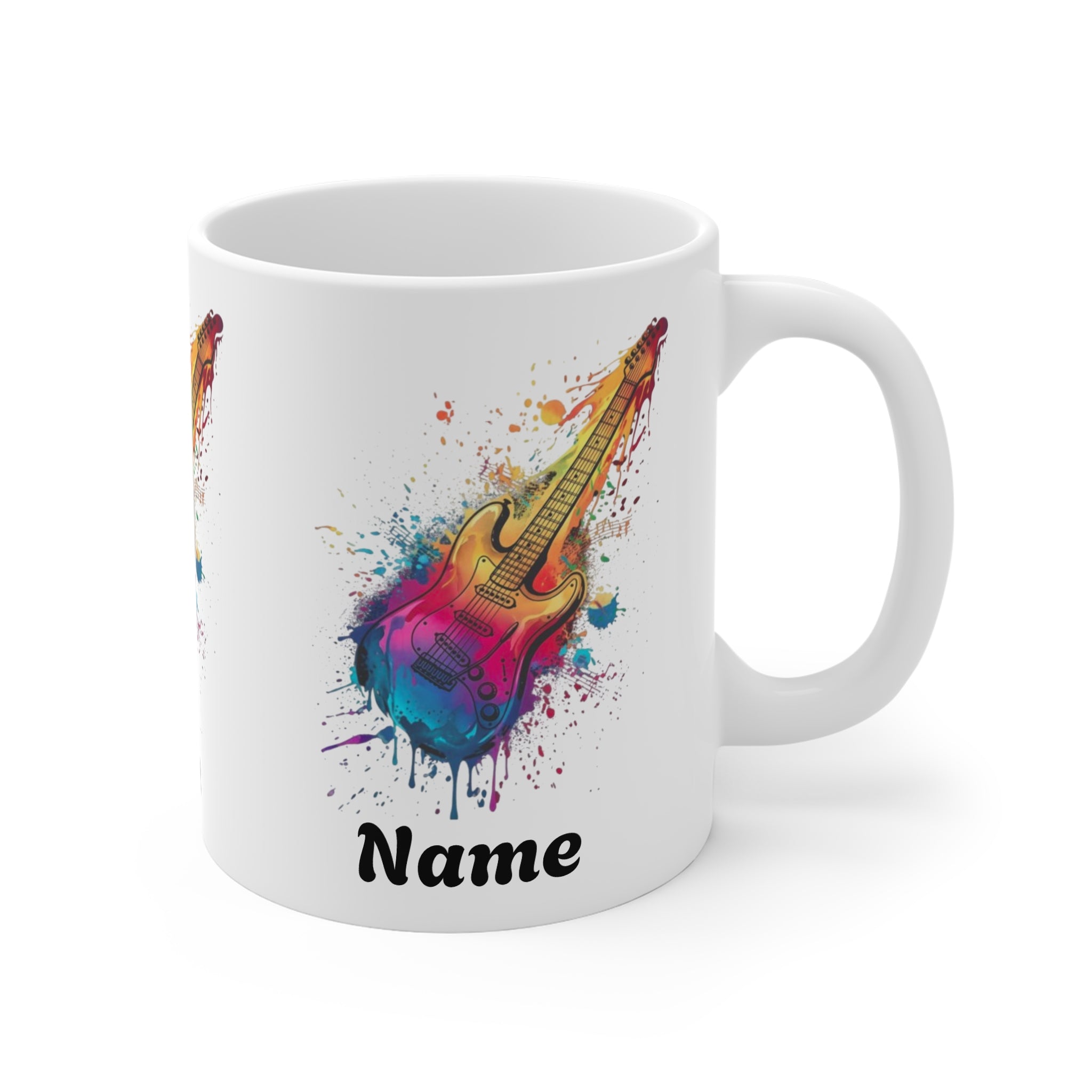 Guitar Splash Coffee Mug — Personalised Name Music Lover Gift 