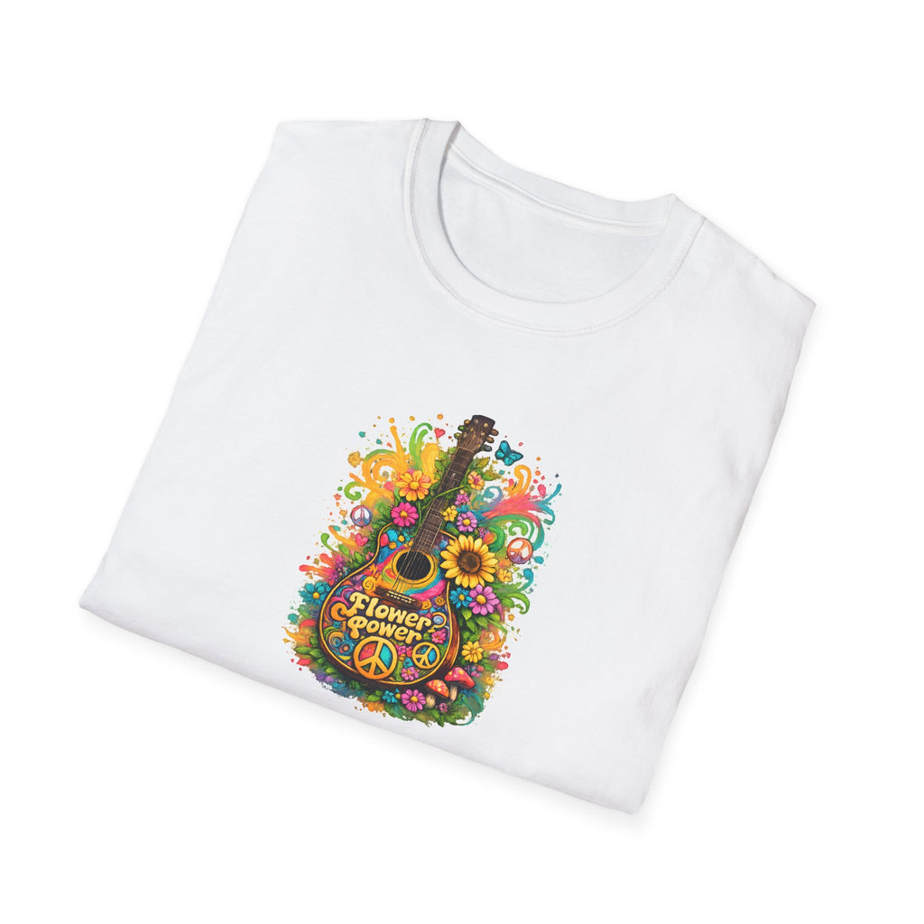Flower Power Vibe 1960's Design Guitar T-Shirt 