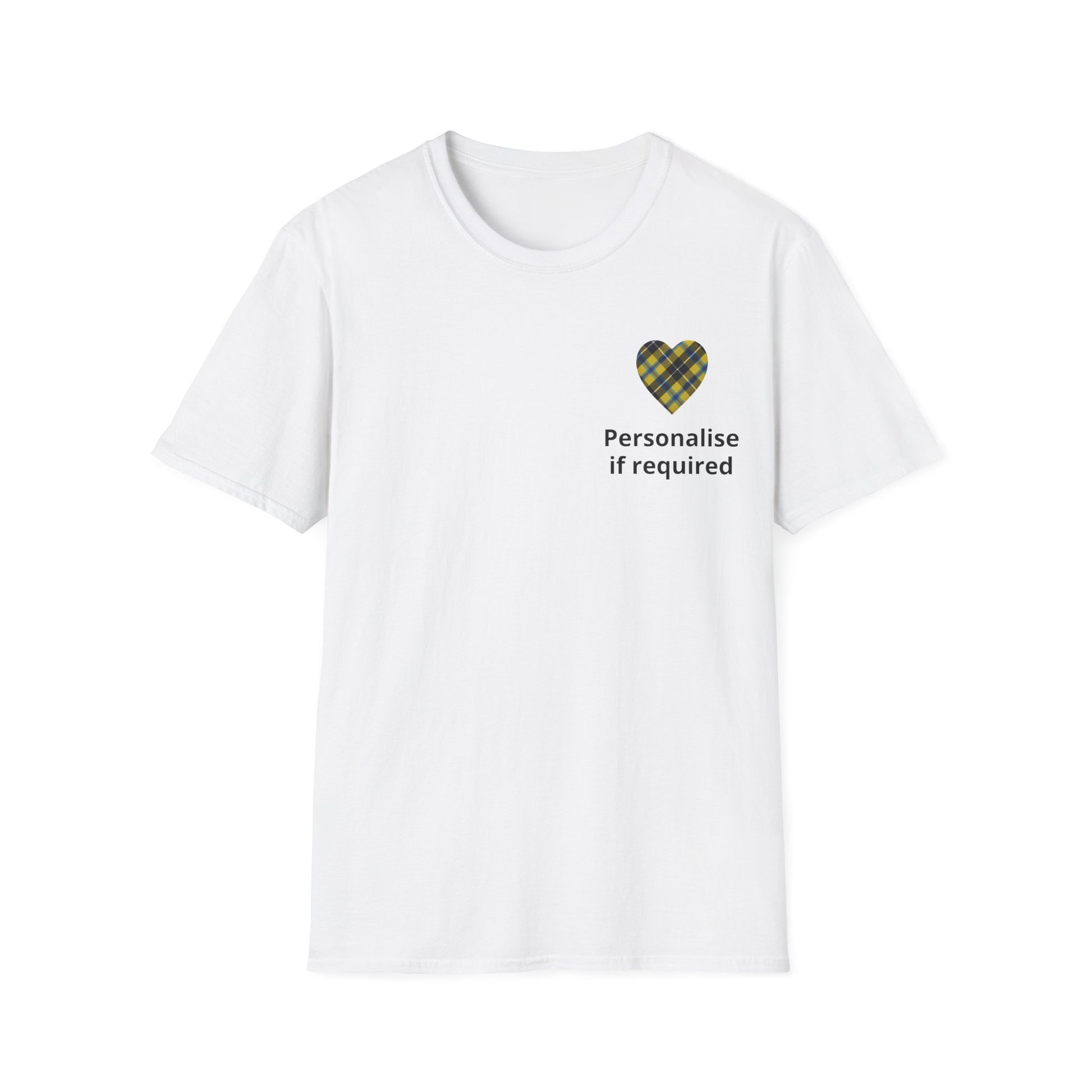 Plaid Heart T-Shirt — Personalized If Required Chest Design Printify