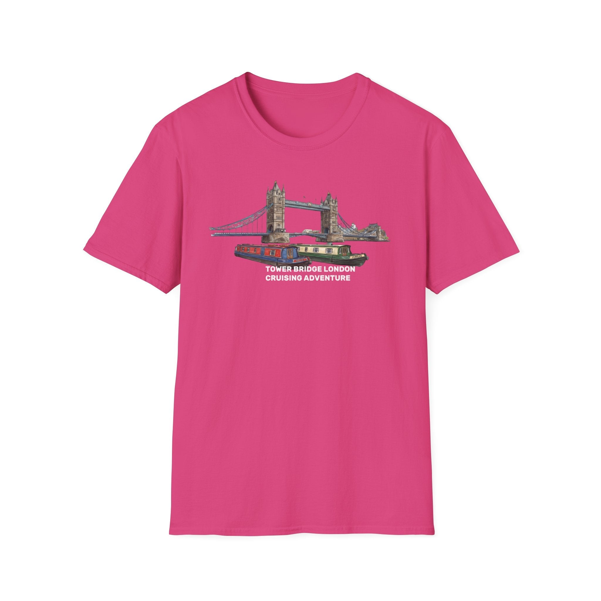 Tower Bridge London T-Shirt –Canal Narrowboat Thames River Cityscape Graphic Tee Printify