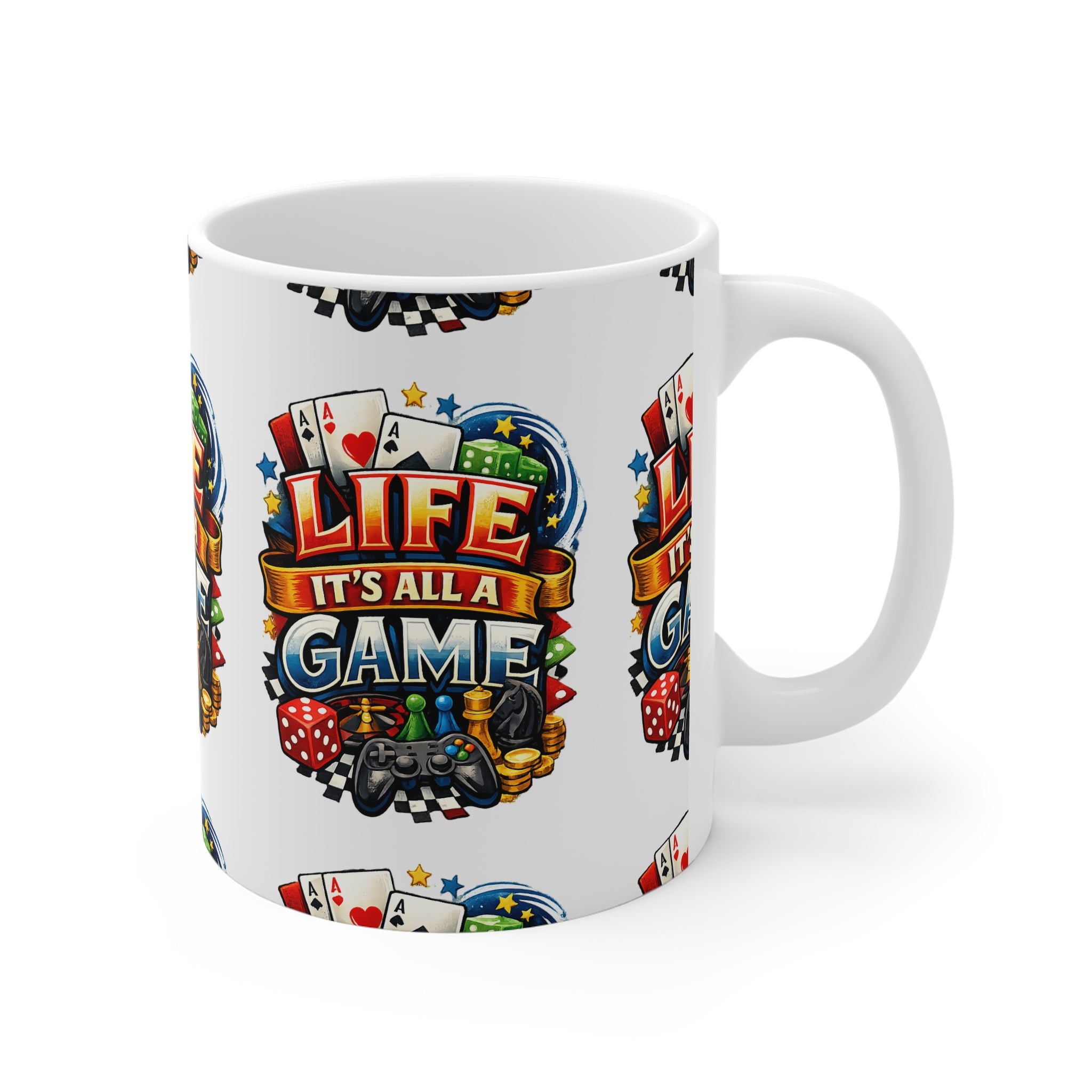 Life It's All a Game Mug — Colorful Gaming Quote Coffee Cup Printify