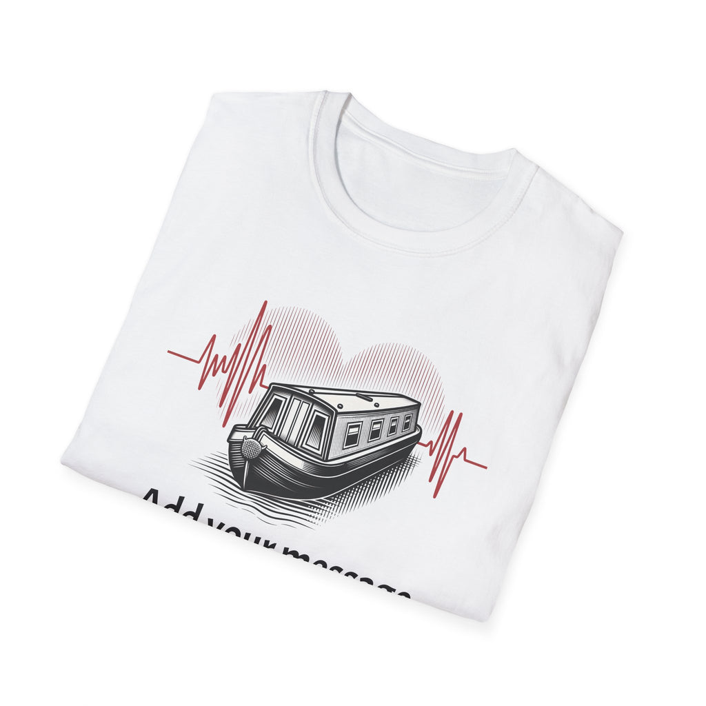 Heartbeat ECG Canal Narrowboat T-shirt - Customizable! Printify
