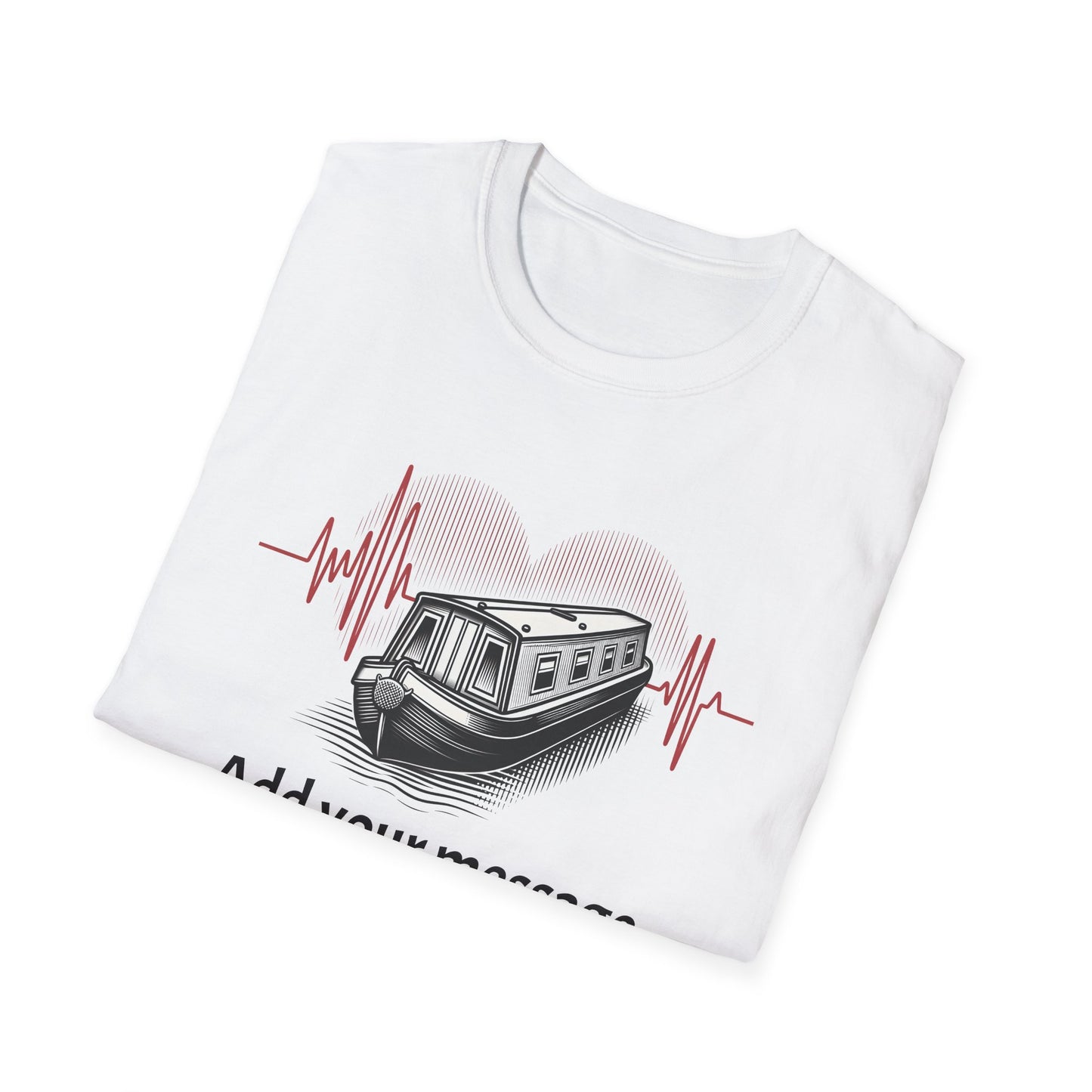 Heartbeat ECG Canal Narrowboat T-shirt - Customizable! Printify