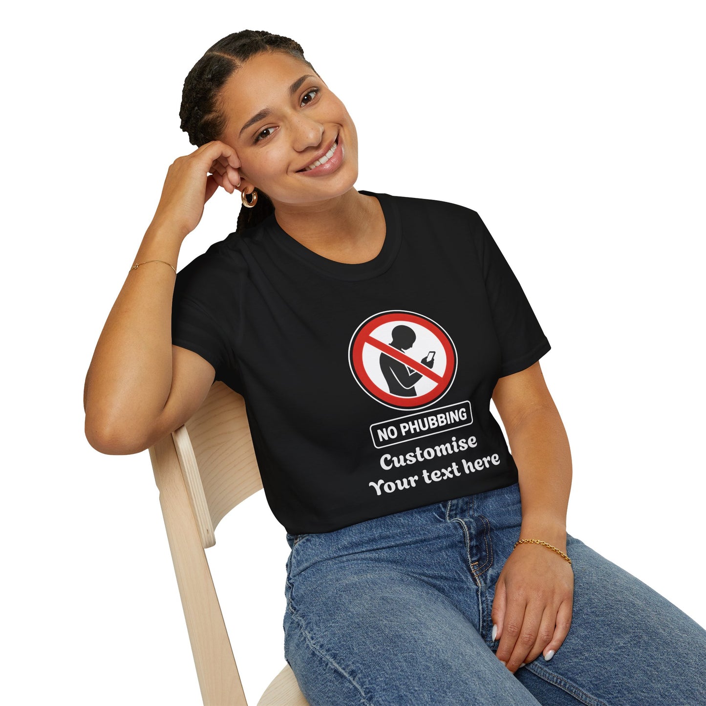 No Phubbing T-Shirt – Funny Anti-Phone Awareness Tee | Customisable Social Etiquette 