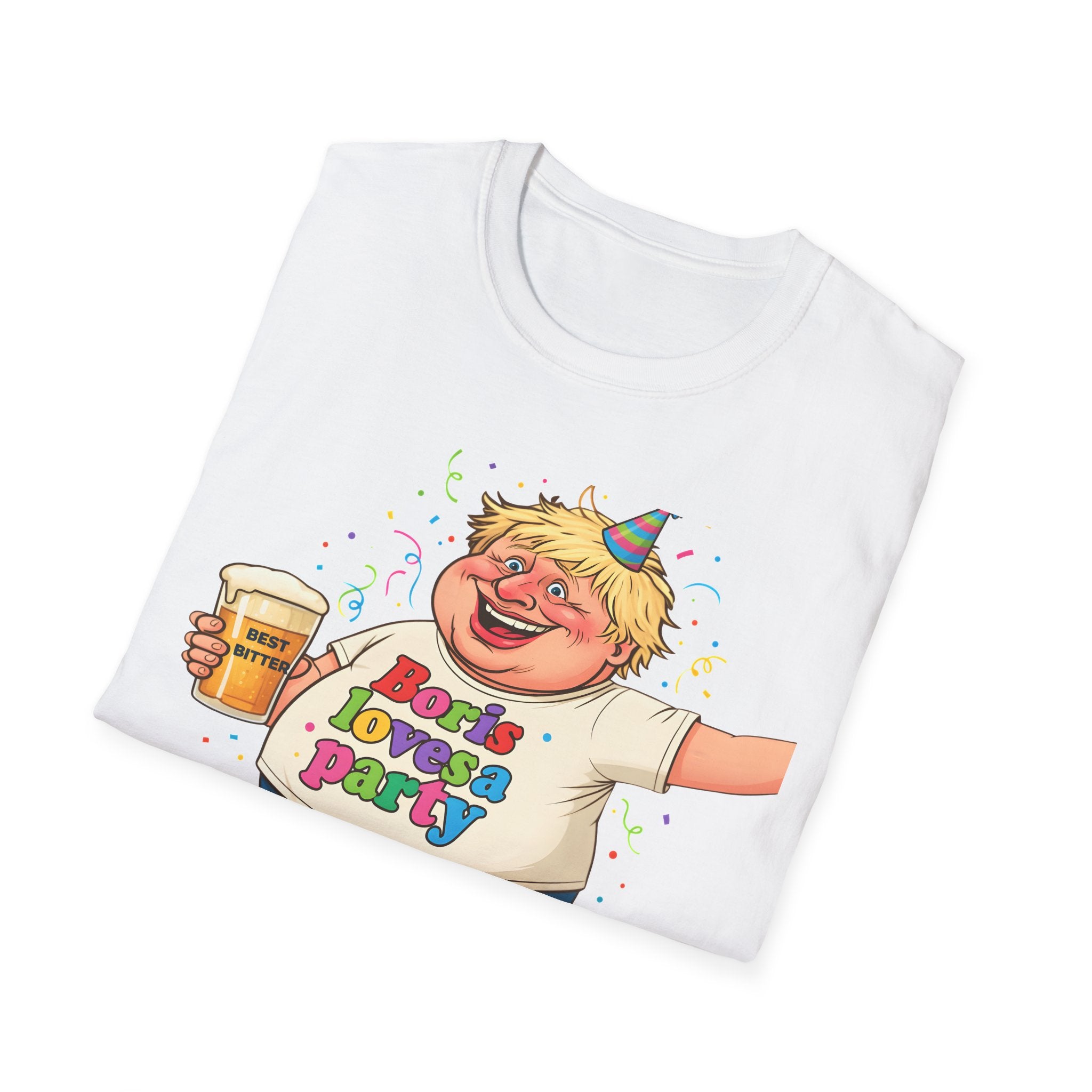 Fat Boris "Boris Loves A Party" T-Shirt uk  Boris Johnson political Satire