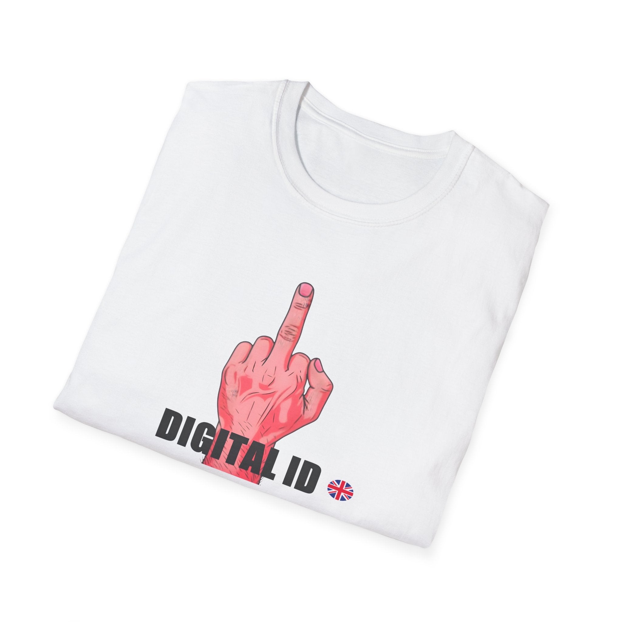 Anti Digital ID Protest T-Shirt – Bold Graphic Statement Against UK Digital ID Printify
