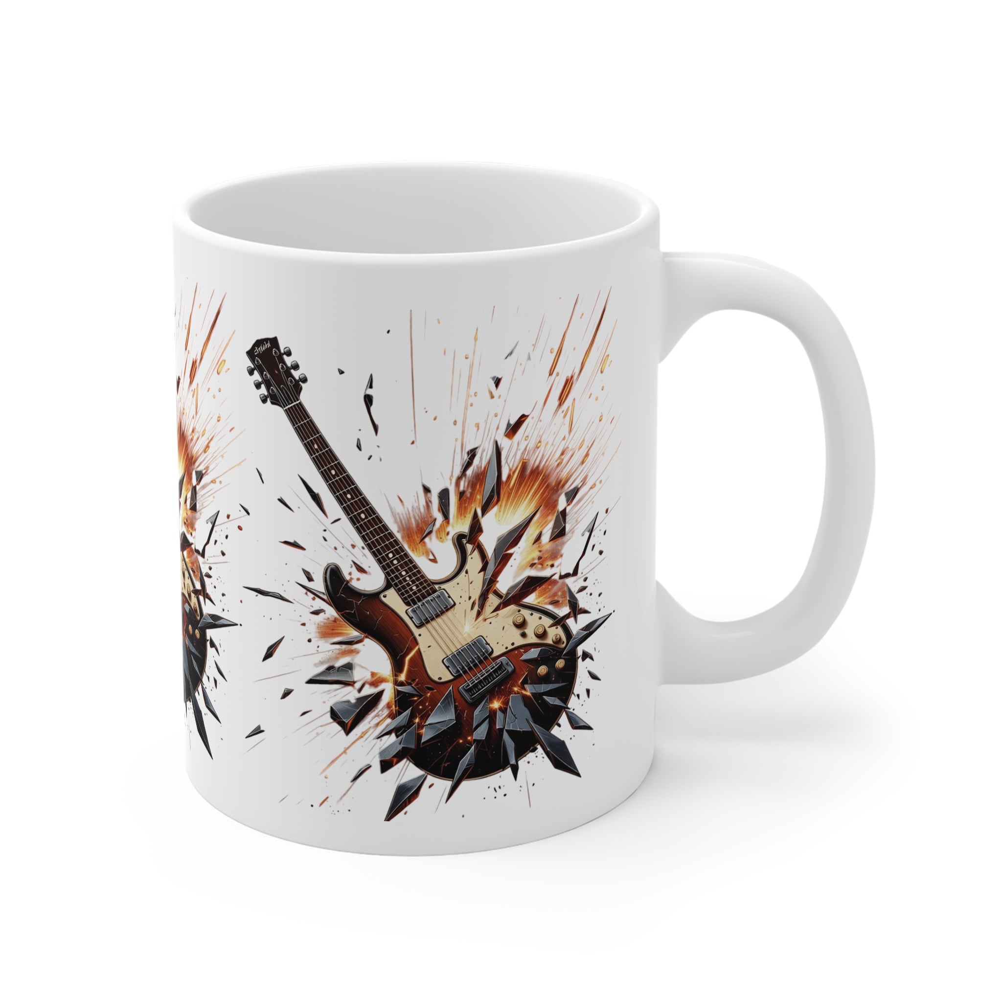 Shattered Guitar Mug – Rock Music Coffee Cup 