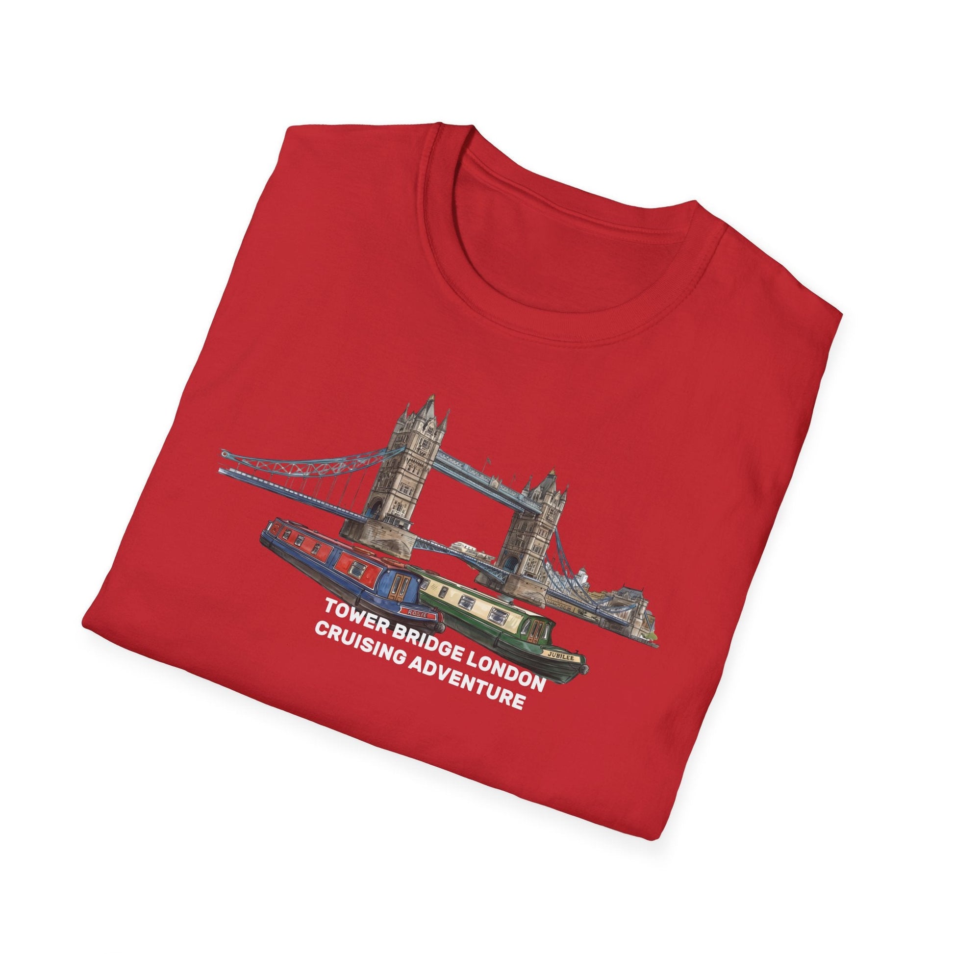 Tower Bridge London T-Shirt –Canal Narrowboat Thames River Cityscape Graphic Tee Printify