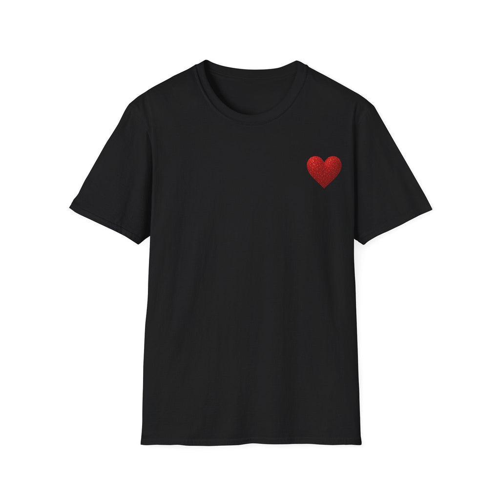 Red Glitter Heart Pocket T-Shirt — Valentine Gift Printify
