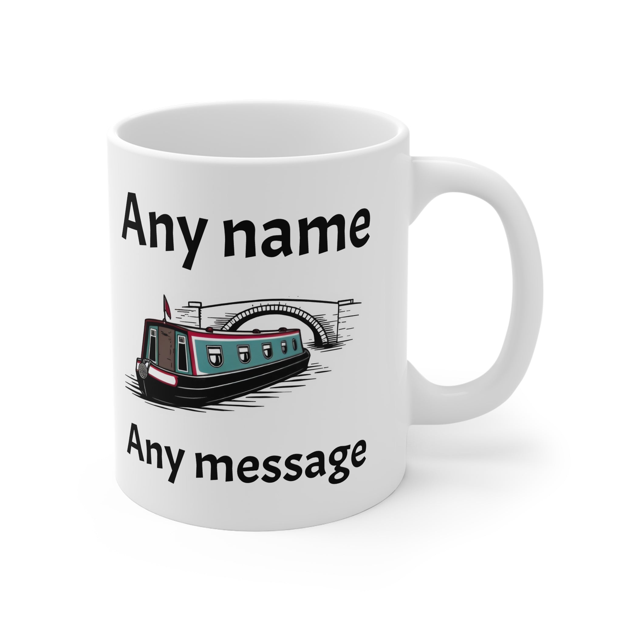 Customised Canal Narrowboat Mug – Personalised "Any Name, Any Message" 