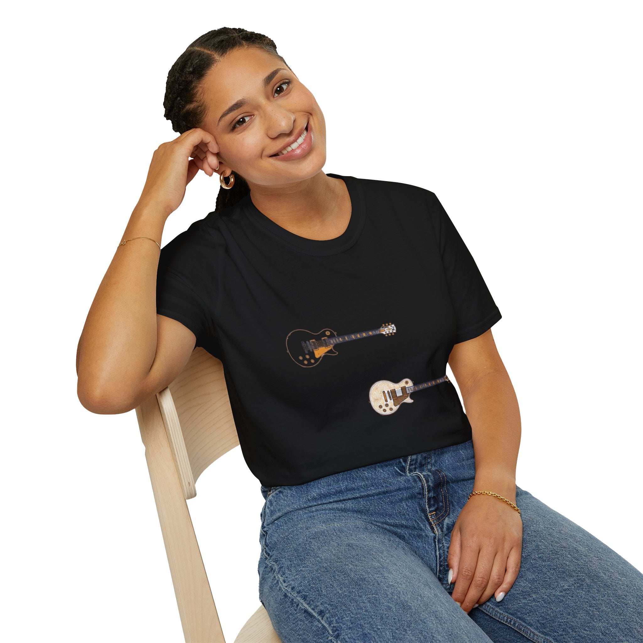 Electric Guitar Duo T-Shirt — Minimalist Music Tee for Guitarists & Music Lovers