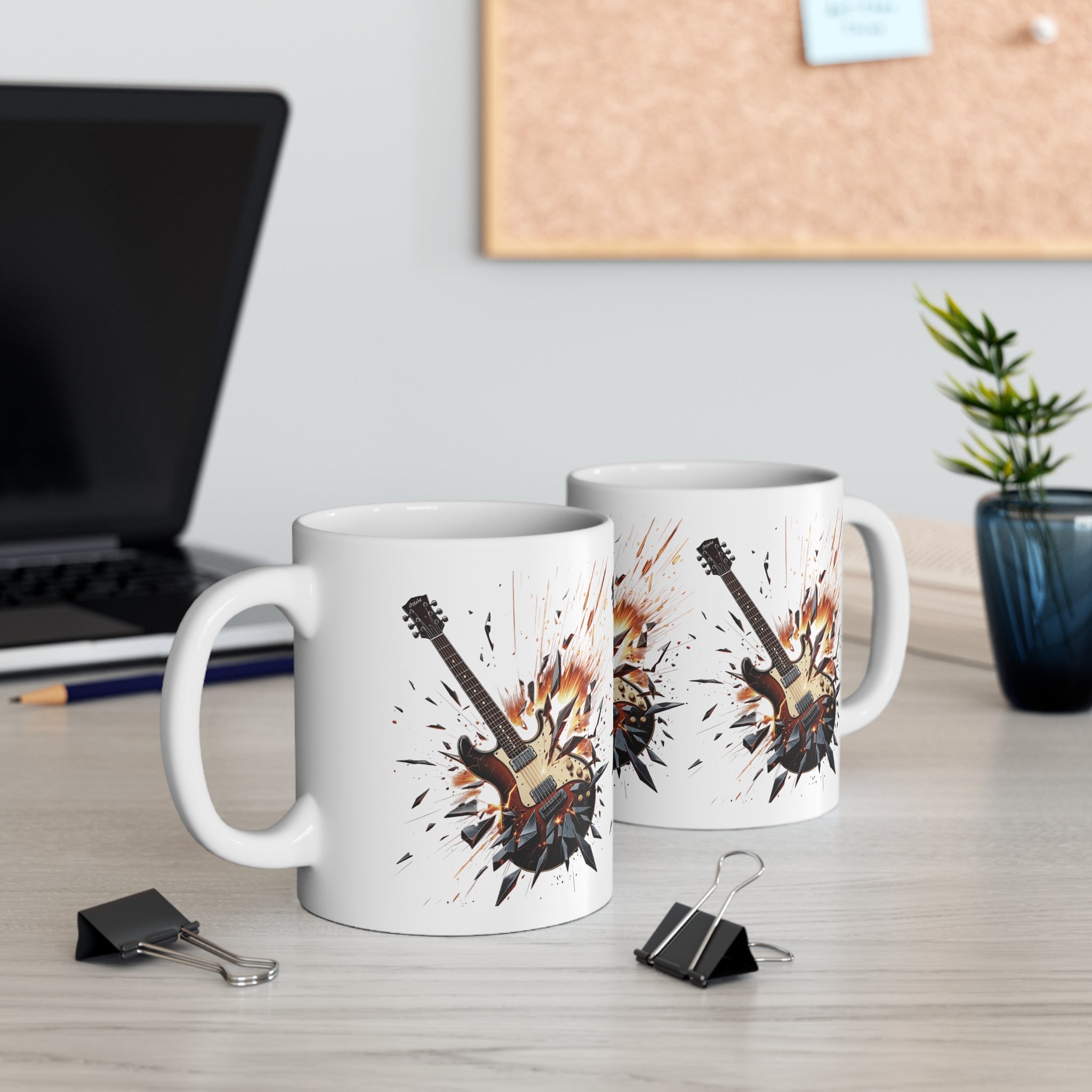 Shattered Guitar Mug – Rock Music Coffee Cup 