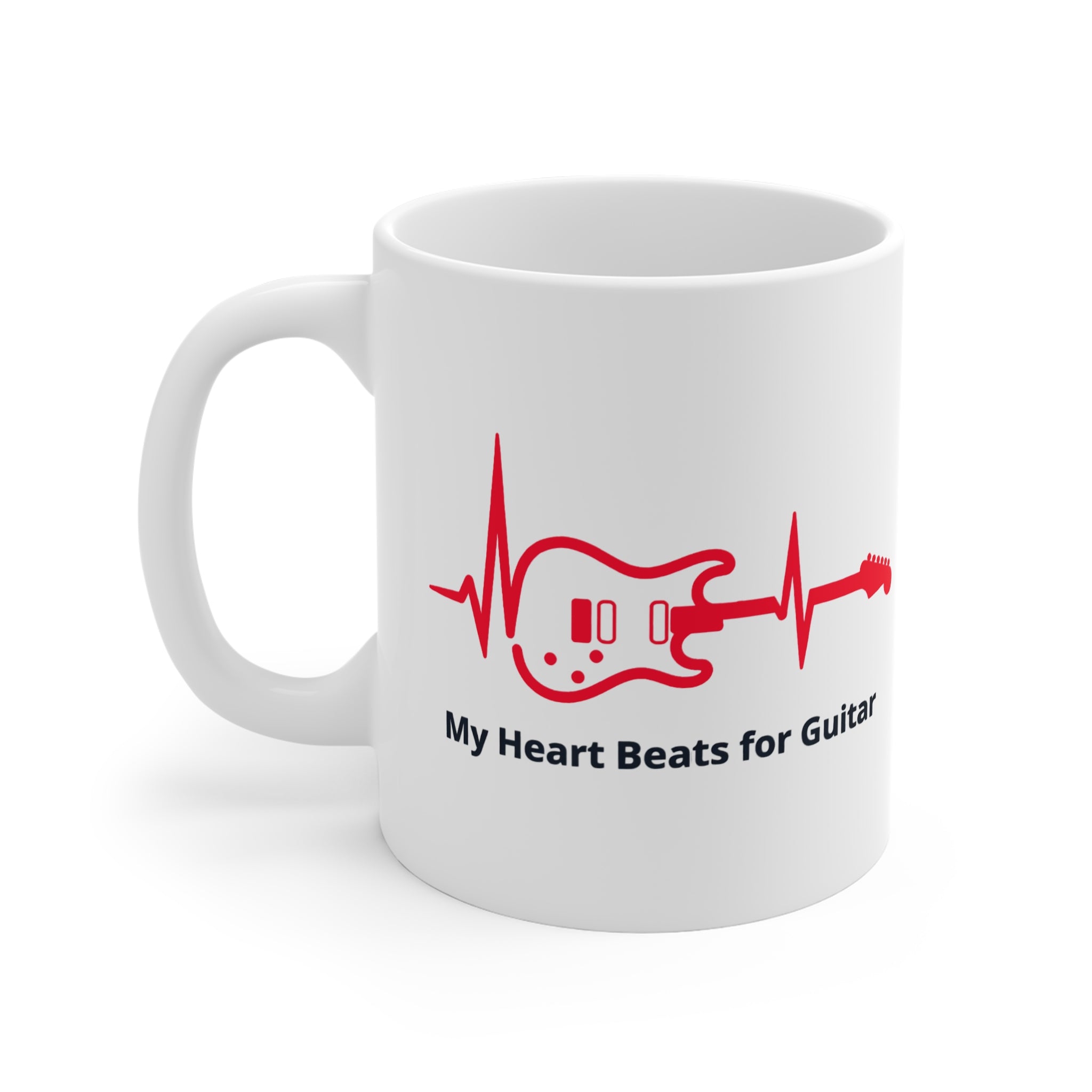 My Heart Beats for Guitar Mug – Electric Guitar Heartbeat 11oz Coffee Cup 