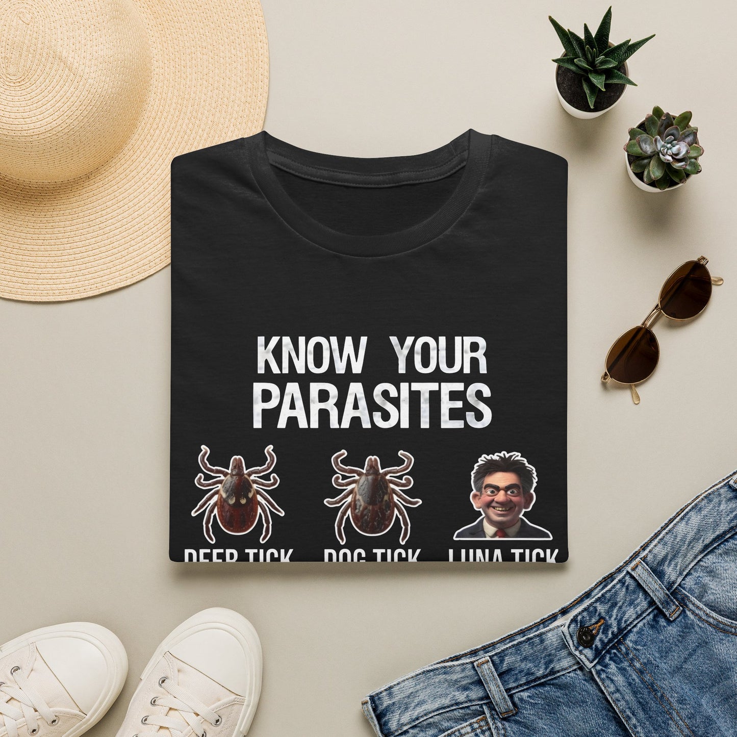 Know Your Parasites Funny Political Satire T-Shirt – Anti Ed Miliband “Luna Tick” Printify