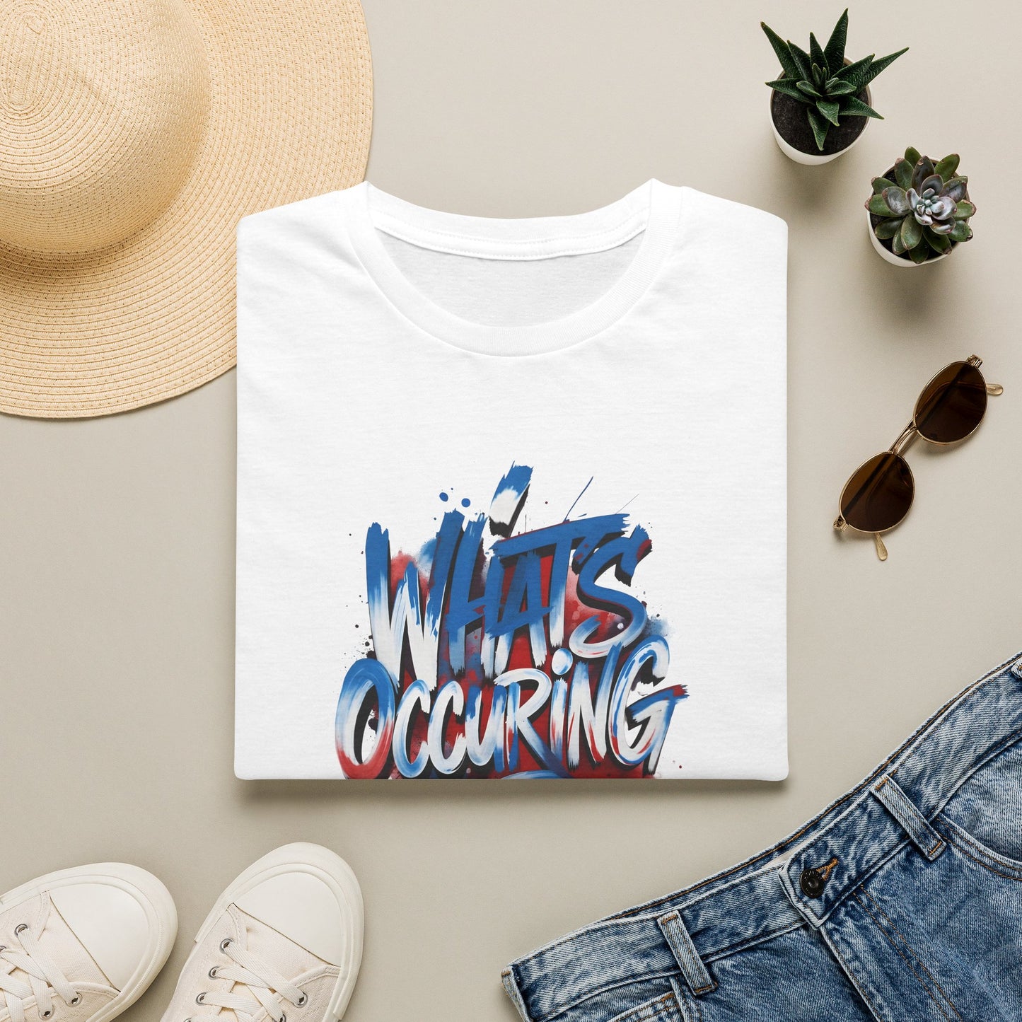 What’s Occurring? T-Shirt — Retro Graffiti Graphic Tee Printify