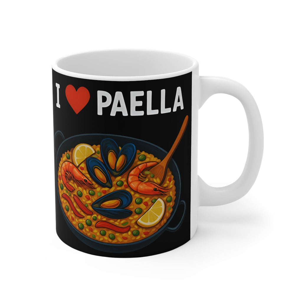11oz White Mug, I Love Paella Mug, Foodie Gift, Kitchen Lover Gift, Culinary Printify
