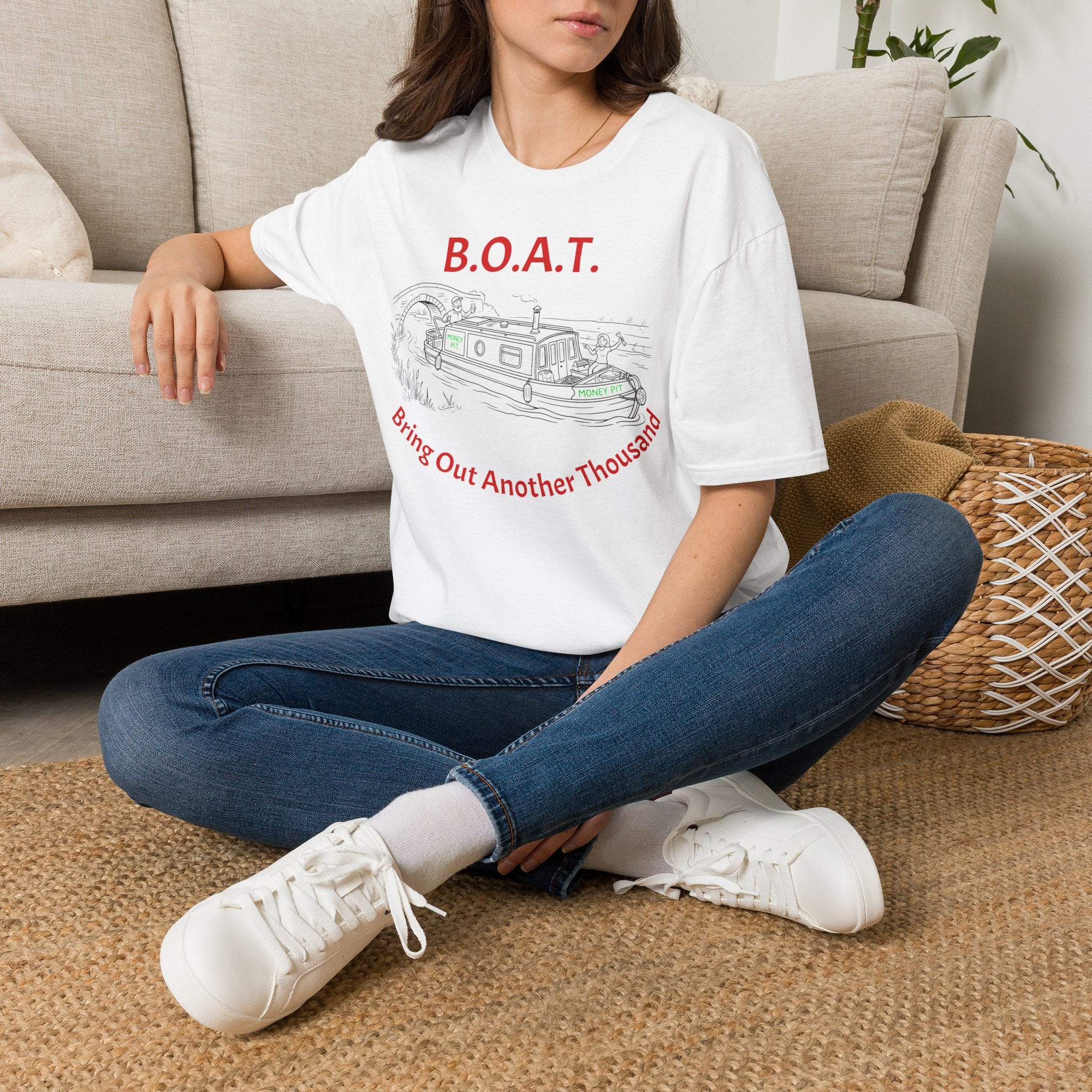 Canal Narrow Boat Sketch T-Shirt — B.O.A.T. (Bring Out Another Thousand) Novelty Tee Printify