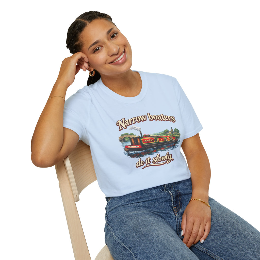 Narrow Boaters Do It Slowly T-Shirt — Canal Boat Vintage Graphic Tee Printify