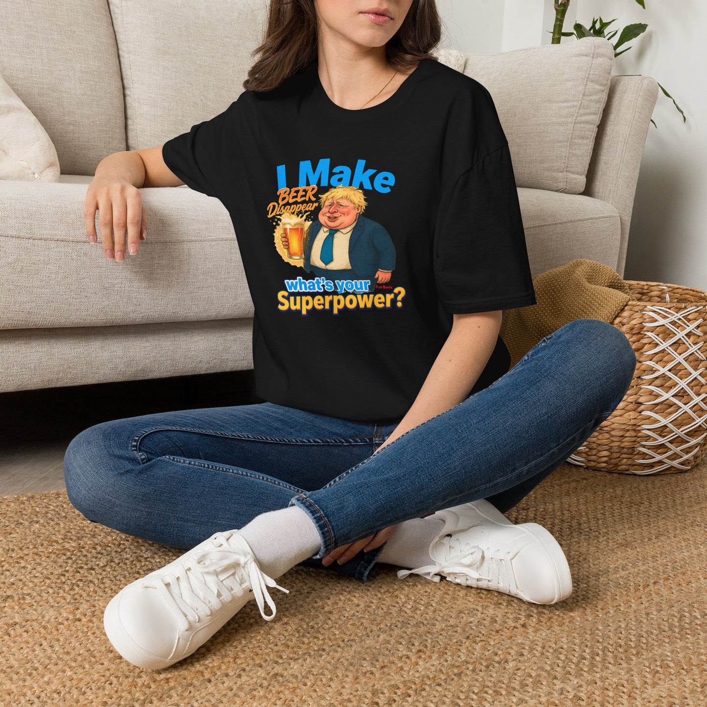 Funny Fat Boris T-Shirt - "I Make Beer Disappear" Printify