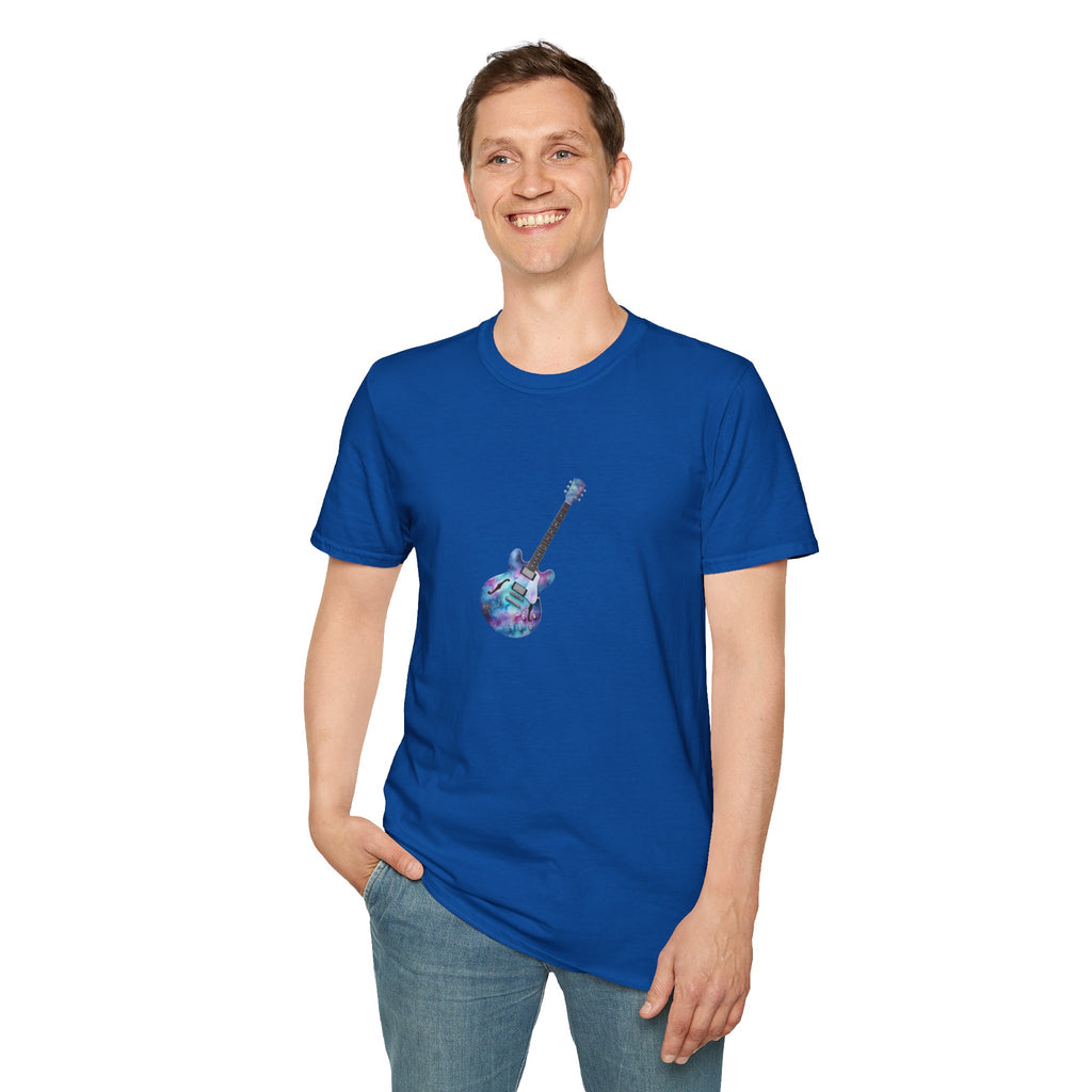  "Galactic Groove" tee, featuring a mesmerizing cosmic watercolour design. 