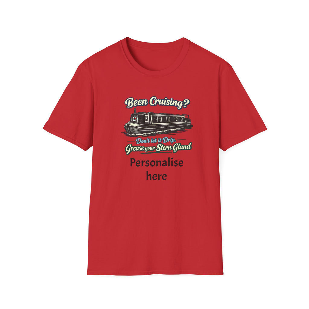 Personalised Canal Boating T-Shirt – “Grease Your Stern Gland” Funny Narrowboat Tee Printify