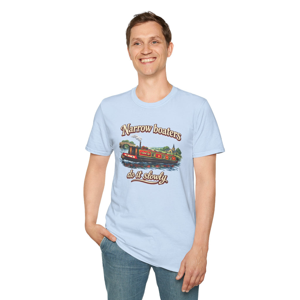 Narrow Boaters Do It Slowly T-Shirt — Canal Boat Vintage Graphic Tee Printify