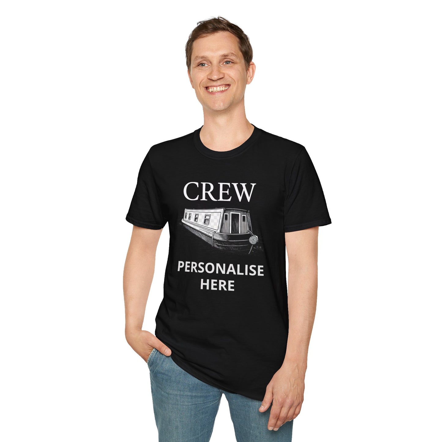 Crew Canal Boat T-Shirt — Personalized Narrowboat Crew Tee Printify