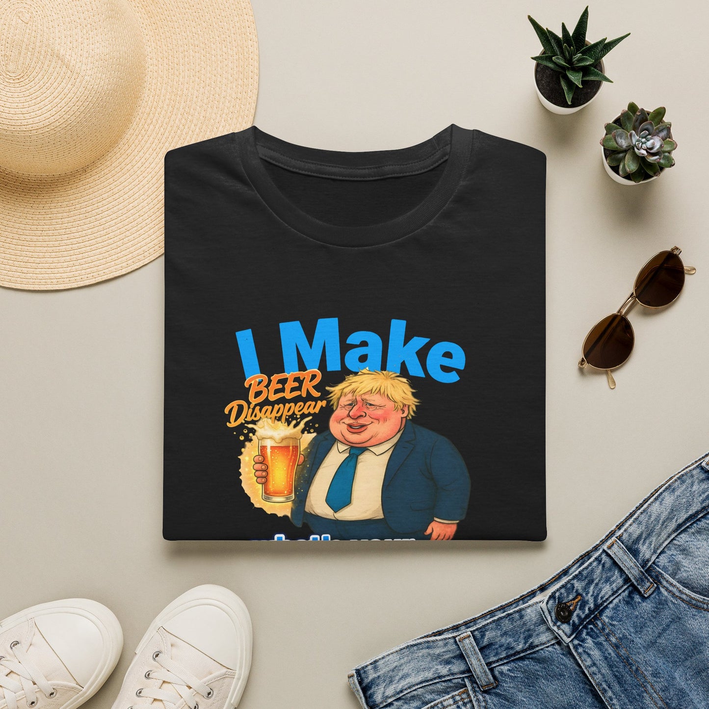 Funny Fat Boris T-Shirt - "I Make Beer Disappear" Printify