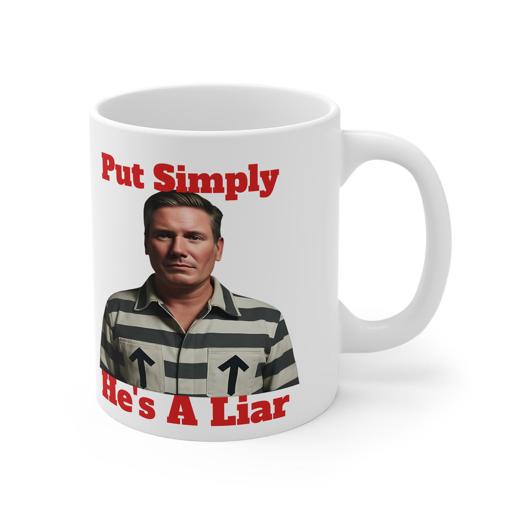 Kier Starmer — "Simply Put He's a Liar" Graphic 11oz  Coffee Mug Printify