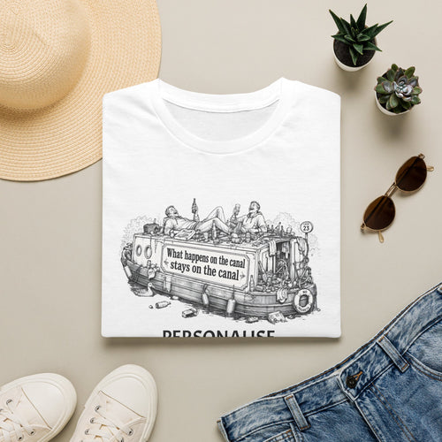 Canal Boat T-Shirt — "What happens on the canal stays on the canal" beer drinking humour