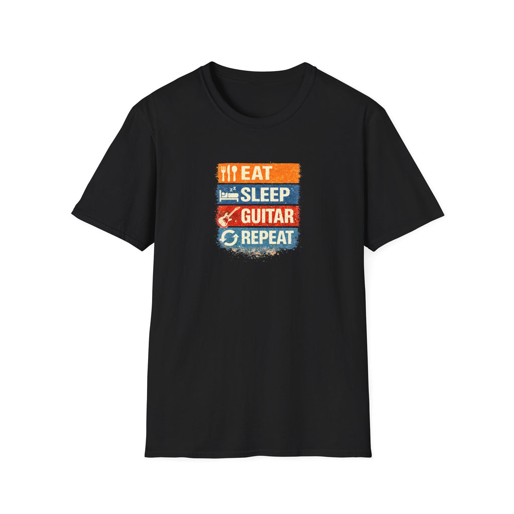 Eat Sleep Guitar Repeat T-Shirt - Retro Music Tee for Guitarists