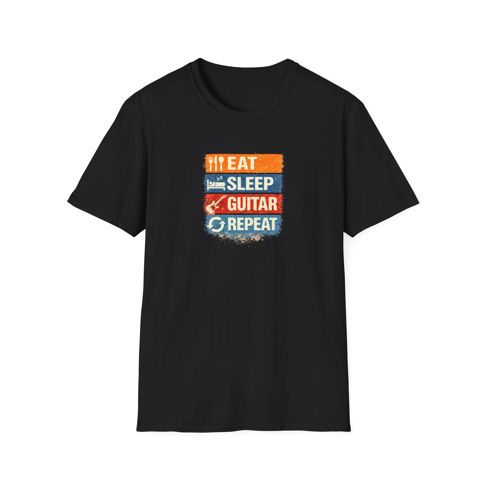 Eat Sleep Guitar Repeat T-Shirt - Retro Music Tee for Guitarists