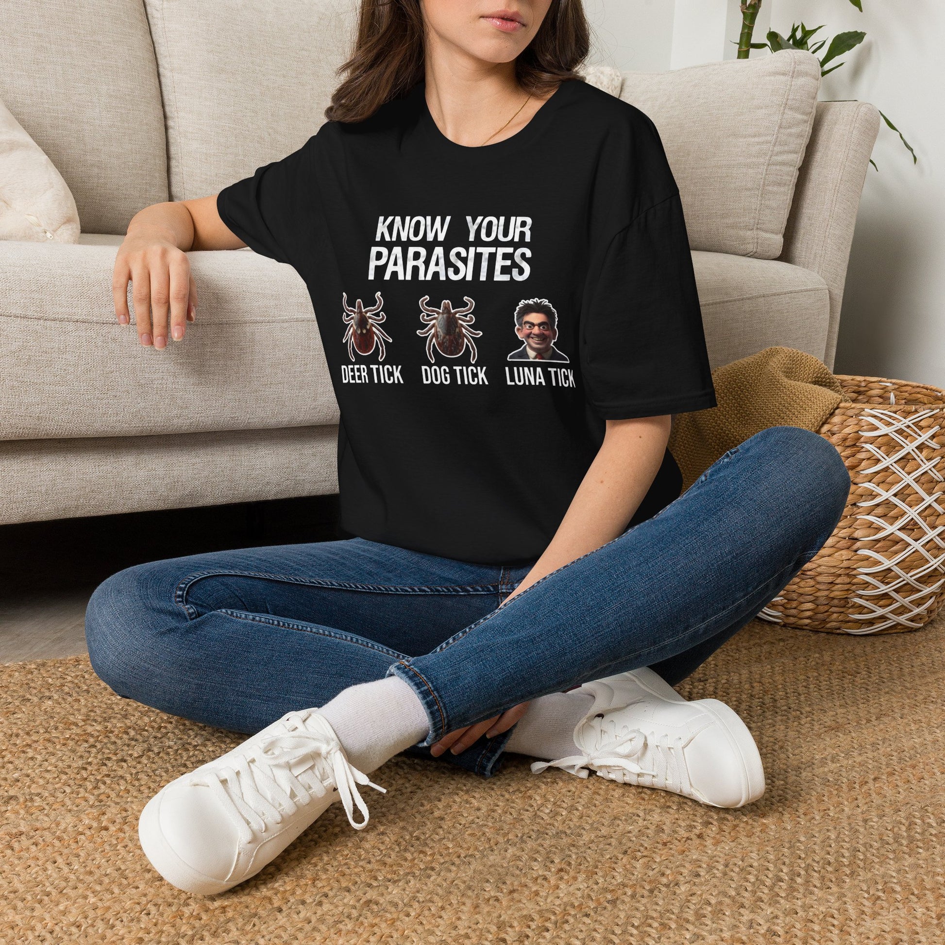 Know Your Parasites Funny Political Satire T-Shirt – Anti Ed Miliband “Luna Tick” Printify