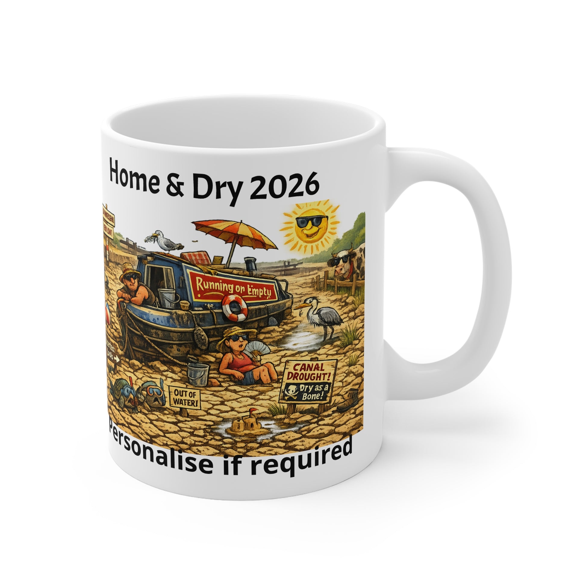 Home & Dry 2026 – Humorous UK Canal Crisis Coffee Mug Personalise Option Printify